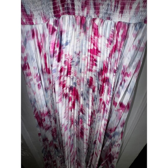 Halogen Womens Sleeveless Pleated Midi Dress M Pink & White Classy Church Brunch - Picture 14 of 15